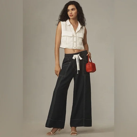 Anthropologie Maeve La Ponche Pull-On Wide-Leg Pants - Picture 1 of 10